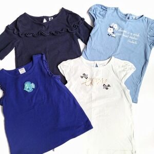 Janie & Jack Size 7 Girls Tee Bundle 4 Tops Cinderella Gymboree Blue